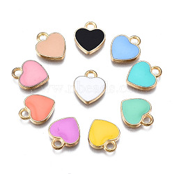 Alloy Enamel Charms, Heart, Light Gold, Mixed Color, 12x10x2mm, Hole: 2mm(X-ENAM-S121-041-A)