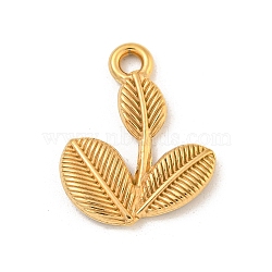 Ion Plating(IP) 304 Stainless Steel Pendants, Leaf Charm, Real 18K Gold Plated, 23x18x3mm, Hole: 2.1mm(STAS-N103-144G)