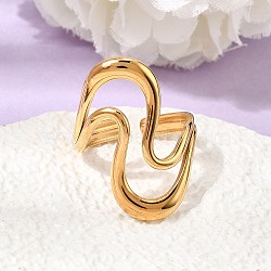 304 Stainless Steel Cuff Open Rings for Women, Ion Plating(IP), Real 18K Gold Plated, 28mm, US Size 8 1/2(18.5mm)(RJEW-L342-15G)