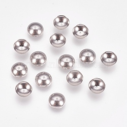 Non-Tarnish Apetalous 201 Stainless Steel Bead Caps, Stainless Steel Color, 8x2.5mm, Hole: 0.8mm(STAS-L205-13C)