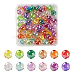 72Pcs 12 Colors Transparent Acrylic Beads, AB Color Plated, Round, Mixed Color, 16x15mm, Hole: 2.8mm(MACR-LS0001-02)