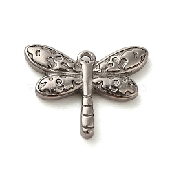 304 Stainless Steel Pendants, Dragonfly Charms, Stainless Steel Color, 19.5x25x3.5mm, Hole: 1.8mm(STAS-R223-24)