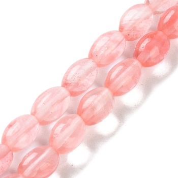 Cherry Quartz Glass Beads Strands, Rice, 9x6mm, Hole: 1mm, about 44pcs/strand, 15.94 inch(40.5cm)