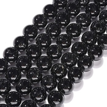 Natural Black Tourmaline Bead Strands, Round, 16mm, Hole: 1mm, about 24pcs/strand, 14.96 inch(38cm)