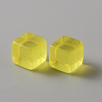 Transparent Acrylic Beads, Cube, No Hole, Yellow, 7.5x7.5x7.5mm