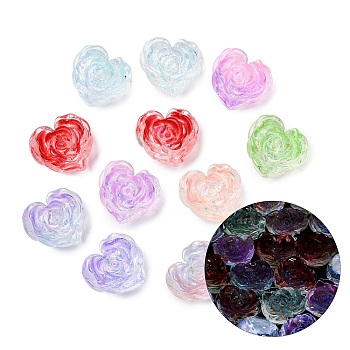 Luminous Transparent Resin Beads, Heart, Glow in the Dark, Mixed Color, 22x23.5x10~10.5mm, Hole: 1.8~2mm