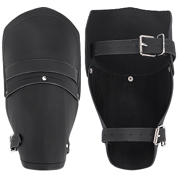 Imitation Leather Cuff Cord Bracelet, Adjustable Gauntlet Wristband Arm Guard for Men Women, Black, 14-3/4 inch(37.5cm)