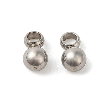 Non-Tarnish 304 Stainless Steel Charms, Ball Charm, Stainless Steel Color, 5.5x3mm, Hole: 1.2mm