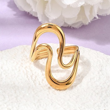304 Stainless Steel Cuff Open Rings for Women, Ion Plating(IP), Real 18K Gold Plated, 28mm, US Size 8 1/2(18.5mm)