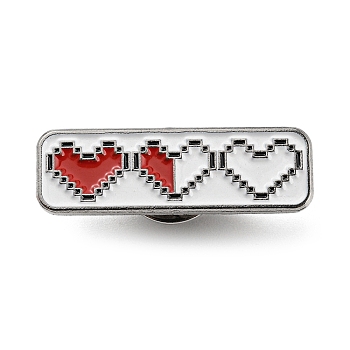 Heart Progress Bar Enamel Pins, Platinum Tone Alloy Brooches for Backpack Clothes, White, 10x30.5x1.5mm