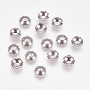 Apetalous 201 Stainless Steel Bead Caps, Stainless Steel Color, 8x2.5mm, Hole: 0.8mm