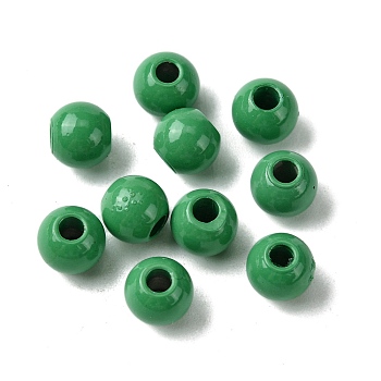 Spray Painted 202 Stainless Steel Beads, Round, Green, 6x5mm, Hole: 2mm
