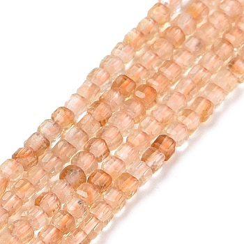 Natural Citrine Beads Strands, Faceted, Cube, 2.5x2.5x2.5mm, Hole: 0.5mm, about 186~188pcs/strand, 15.16~15.35 inch(38.5~39cm)