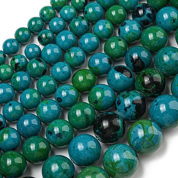 Gemstone Beads Strands, Synthetic Chrysocolla, Dyed & Heated, Round, Green, 10~20mm, Hole: 1~2mm
