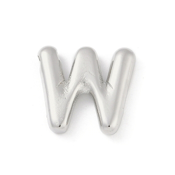 Rack Plating Brass Pendants, Long-Lasting Plated, Lead Free & Cadmium Free, Platinum, Letter W, 17x18.5x4mm, Hole: 1.8mm