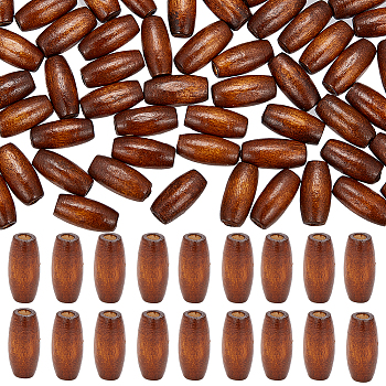 500Pcs Natural Wood Beads, Egg Shaped Rugby Wood Beads, Dyed, Oval, Coconut Brown, 15x7mm, Hole: 2.5mm