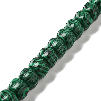 Synthetic Malachite Beads Strands, Pumpkin, 10x14x12.5mm, Hole: 1mm, about 20pcs/strand, 7.72''~7.76''(19.6~19.7cm)