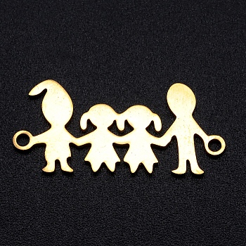 201 Stainless Steel Links, Laser Cut, Family, Golden, 11.5x26x1mm, Hole: 1.5mm