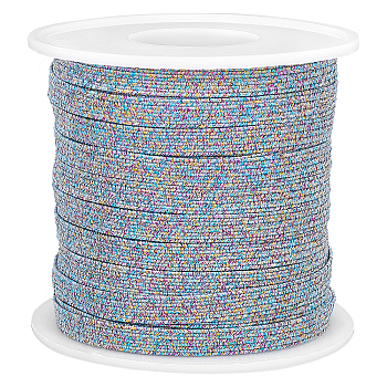 WADORN 24 Yards Flat Metallic Polyester Elastic Cord, for Mask, Notebook Making Findings, Colorful, 1/4 inch(6mm)