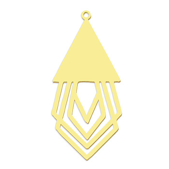 201 Stainless Steel Pendants, Laser Cut, Vacuum Plating, Triangle, Golden, 45.5x21x1mm, Hole: 1.6mm