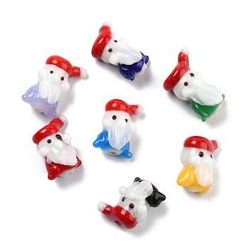 Handmade Lampwork Beads, Cartoon Style, for Christmas, Santa Claus, Mixed Color, 21~24x15.5~17x12~14mm, Hole: 2.5mm
