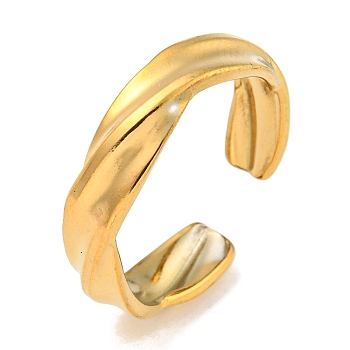 Ion Plating(IP) Twist 304 Stainless Steel Open Cuff Finger Rings for Unisex, Real 18K Gold Plated, 5mm