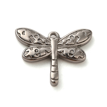 304 Stainless Steel Pendants, Dragonfly Charms, Stainless Steel Color, 19.5x25x3.5mm, Hole: 1.8mm