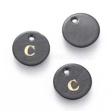 Golden Black Flat Round Freshwater Shell Charms