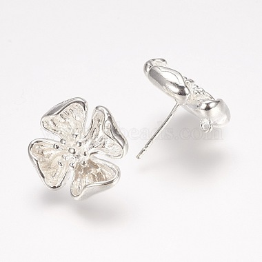 Silver Flower Brass Stud Earring Findings