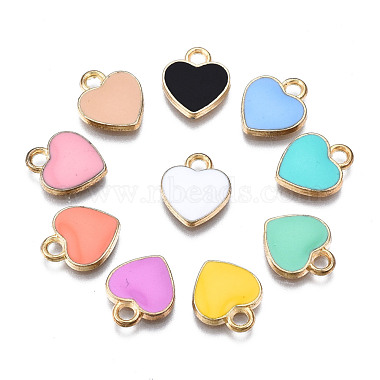 Light Gold Mixed Color Heart Alloy+Enamel Charms