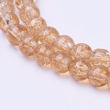 6mm BurlyWood Round Crackle Glass Beads