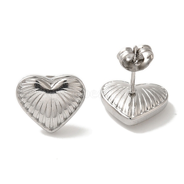 Non-Tarnish 304 Stainless Steel Heart Stud Earrings for Women(EJEW-Z066-11P)-2