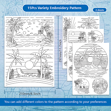 4 Sheets 11.6x8.2 Inch Stick and Stitch Embroidery Patterns(DIY-WH0455-324)-2