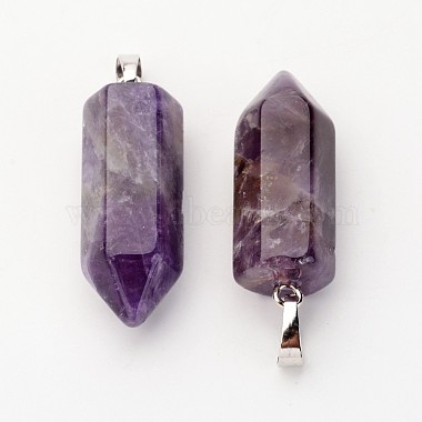 Brass Natural Amethyst Pendants(X-G-O160-03I)-1