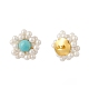 Synthetic Green Turquoise & Shell Pearl Braided Flower Stud Earrings(EJEW-TA00161)-2