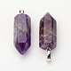 Brass Natural Amethyst Pendants(X-G-O160-03I)-1