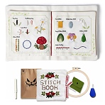 DIY Embroidery Stitch Book Kit for Beginners, Including Embroidery Hoop, Iron Sewing Needles & Polyester Thread, Plastic Components and Paper Card, Mixed Color, 300x235x0.3mm(FB-CBA112E-01)