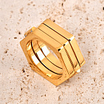 304 Stainless Steel Folding Finger Rings for Men, Hexagon, Golden, 10mm, US Size 10(19.8mm)(WG34ADE-03)
