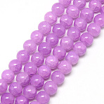 Baking Paint Crackle Glass Beads Strands, Round, Medium Orchid, 8mm, Hole: 1.3~1.6mm, about 100pcs/strand, 31.4 inch(X-DGLA-Q023-8mm-YS11)