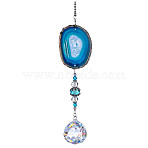 Agate & Crystal Glass Sun Catcher Pendant, Rainbow Maker, DIY Garden & Home Decoration, Blue, 350mm(PW-WGFC2EE-02)