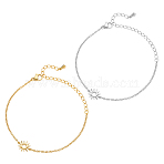 2pcs 2 Colors Stainless Steel Sun Link Chain Anklets, Golden & Stainless Steel Color, 6.14 inch(15.6cm), 1pc/color(AJEW-GO0002-48)
