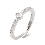 Rack Plating Brass Clear Cubic Zirconia Number 0 Adjustable Rings for Women, Cadmium Free & Lead Free, Long-Lasting Plated, Platinum, 4.9x3.7mm, US Size 8(18.1mm)(RJEW-S407-09P-10)