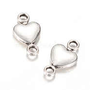 Tibetan Style Alloy Links connectors, Heart, Cadmium Free & Nickel Free & Lead Free, Antique Silver, 15x8x3mm, Hole: 2mm(X-TIBE-Q064-32AS-NR)