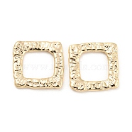 Brass Linking Rings, Textured Square Connector, Real 18K Gold Plated, 14.5x15x1.5mm(KK-Q789-58G)