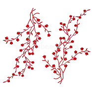 Plum Blossom Shape Appliques, Embroidery Thread Sew on Hot Melt Glue Blankets Cloth Patches, Costume Accessories, Red, 460x145x1mm(PATC-WH0007-11E)