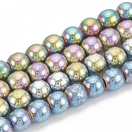 Electroplate Non-magnetic Synthetic Hematite Beads Strands, Round, Mixed Color, 3x3mm, Hole: 0.8mm, about 130pcs/strand, 15.7 inch(G-N0318-15-A)