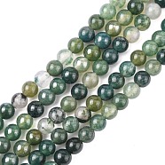 Natural Moss Agate Beads Strands, Round, about 4mm in diameter, hole: about 0.8mm, about  84pcs/strand, 15 inch(GSR4mmC001)