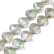 Electroplate Transparent Glass Beads Strands, Faceted, Teardrop, Light Green, 10.5x12x6.5mm, Hole: 1mm, about 60pcs/strand, 25.59 inch(65cm)(EGLA-N002-36-C05)