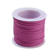 Eco-Friendly Faux Suede Cord, with Glitter Powder, Deep Pink, 3x1.4mm, about 5.46 yards(5m)/roll, 25rolls/bag(LW-Q013-3mm-1005)