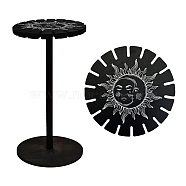 Wooden Wheel, Wooden Display Shelf, Black Holder Stand, Rustic Divination Pendulum Storage Rack, Witch Stuff, Sun Pattern, Wheel: 120x8mm, 2pcs, Studdle: 288x12mm, 1pc(DJEW-WH0046-006)